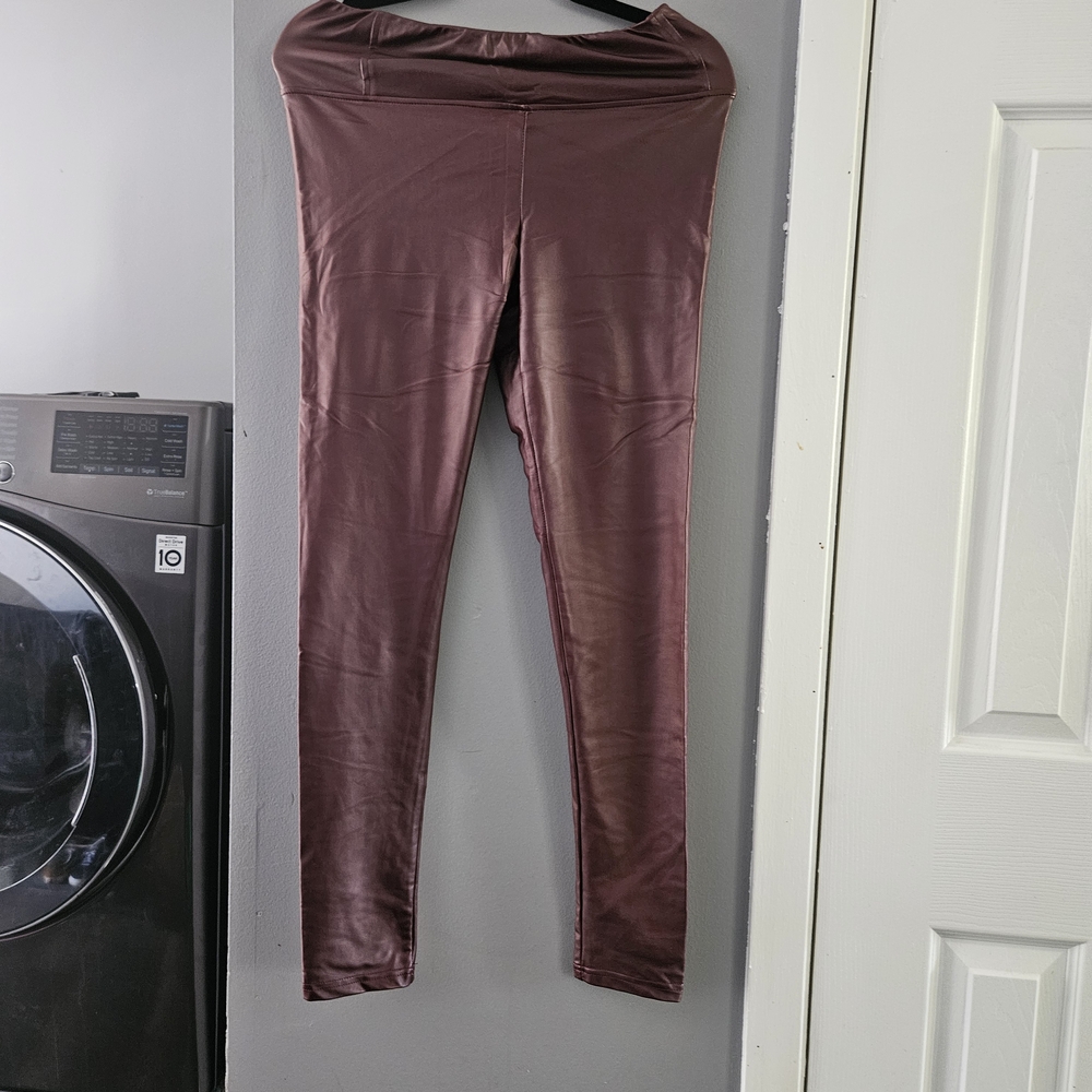 Faux Leather Burgundy Leggings